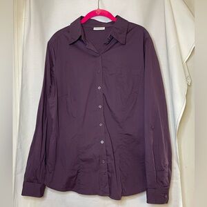 Yessica at C&A Dark Purple Women's Button-Up Shirt Size L** European Size 44